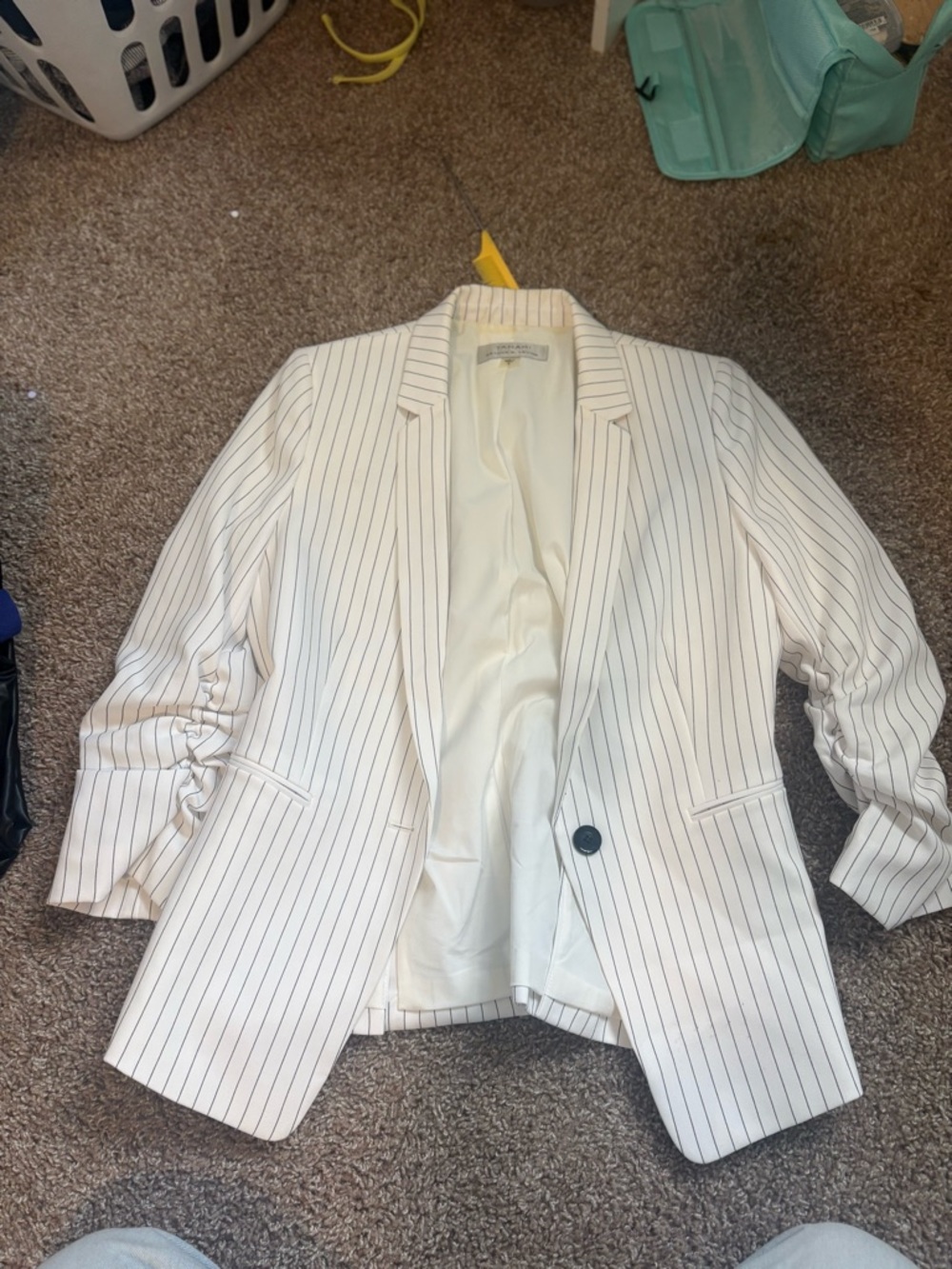 Tahari White Pinstripe Blazer
